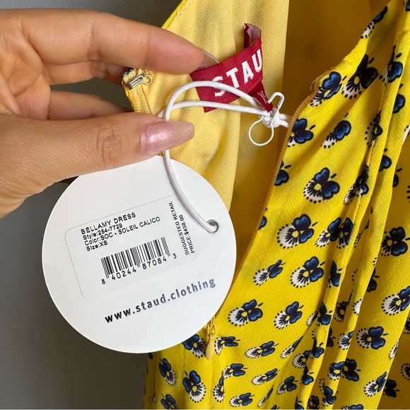 Staud Bellamy Dress in Soleil Calico / Lace Up Backless Maxi Dress w/ Slit - Picture 16 of 16